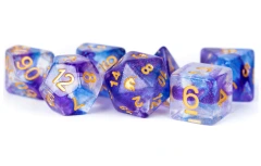 RESIN 7 DICE SET UNICORN MIDNIGHT FANTASY 16MM