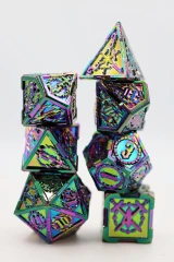 Foam Brain Games Dice Metal Case 7ct Polyhedral - Crossed Swords: Opal Mined Sword - FBG4109