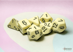 Opaque Pastel Yellow/black Polyhedral 7-Dice Set CHX 25462