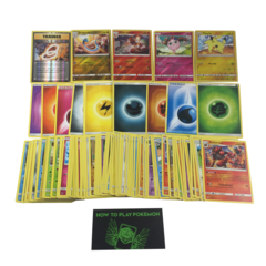 100 Pokemon with 10 Rares, & 5 Foils Assorted Card Lot with How to Play