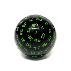 Foam Brain Games d100 - Opaque Black with Green Numbers - FBG5024