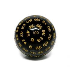 Foam Brain Games d100 - Opaque Black with Yellow Numbers - FBG5025