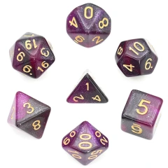 Foam Brain Games Dice Block 7ct Polyhedral - Black and Purple Galaxy - FBG1032