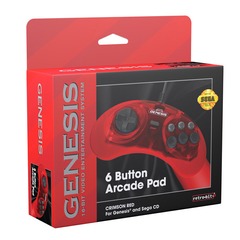SEGA Genesis 6-button Arcade Pad- USB Port - Crimson Red