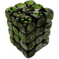 36 Gemini Black-Grey/green 12mm D6 Dice Block - CHX26845