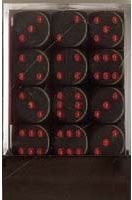 36 Opaque Black/red 12mm D6 Dice Block - CHX25818