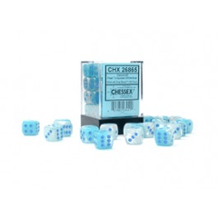 Chessex Gemini Pearl Turquoise-White/Blue Luminary 12MM D6 Dice