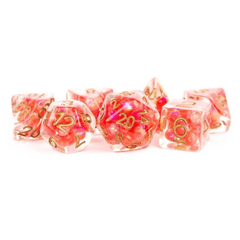 7 Count Poly Dice Set: Pearl Red with Copper