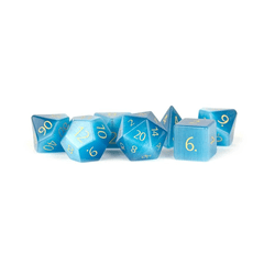 7ct Poly Dice 16mm Stone Engraved Catseye Aquamarine