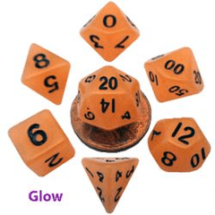 7 Count Mini Resin Glow Poly Dice Set: Orange