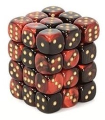 36 Gemini Black-Red/gold 12mm D6 Dice Block - CHX26833
