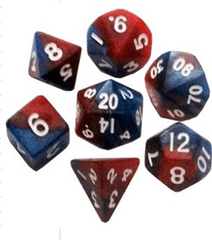 7ct Mini Dice Set Red / Blue w White