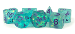 7 Count Poly Dice Set: Resin Icy Opal: Teal with Purple