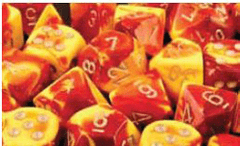 Gemini Red - Yellow / Silver 7 Dice Set - CHX26450