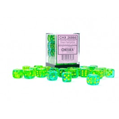 Chessex Gemini Translucent Green-Teal/Yellow 12MM D6 Dice