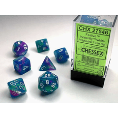 Festive Waterlily / White 7 dice set