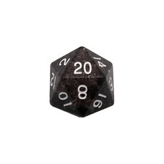 35mm Mega Acrylic D20: Etheral Black w White Numbers