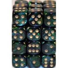36 Scarab Jade/gold 12mm D6 Dice Block - CHX27815