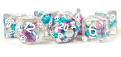 7 Count Poly Dice Set: Pearl Gradient Purple Teal with White Numbers