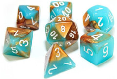 Chessex Polyhedral Dice Set: Lab - Luminary Gemini Copper & Turquoise / White (7)