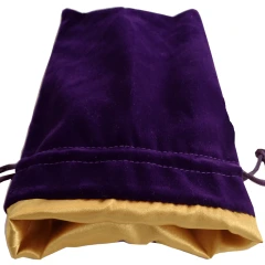 6in x 8in LARGE Purple Velvet Dice Bag with Gold Satin Lining