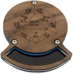 Dice Coaster: Walnut D20 Blue