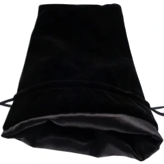 6in x 8in LARGE Black Velvet Dice Bag with Black Satin Lining