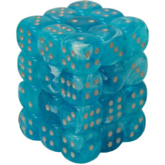 Luminary: Sky/Silver 12mm D6 Dice Block (36)