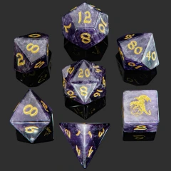 Amethyst 7 Piece Polyhedral Dice Set (Hymgho)