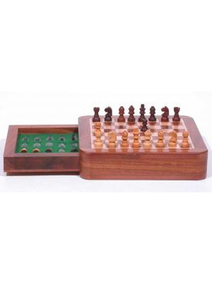 Chess Set: Magnetic Wood Set with Drawer 5X5