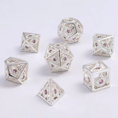 MINI DRAGON'S EYE HOLLOW METAL DICE SET - PINK GEMS