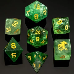 Green Florite 7 Piece Polyhedral Dice Set (Hymgho)