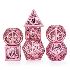 Hollow Metal Dragon Dice Set Rose Gold & Black - Hymgho Dice