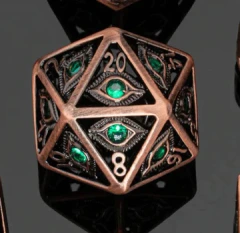 Dragon's Eye Emerald Gem Hollow Metal Single D20 Dice - Hymgho HY0015720