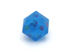 Sea Blue w/ Rainbow Numbers Single D20 Dice - Hymgho HY0015720