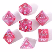 Wyrmforged Rollers - Rounded Resin Polyhedral Dice - Purrfect Pink