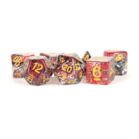 7 Count 16mm - Particle Dice - Red / Black