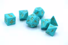 Barbarian Solid Metal Polyhedral Dice Set - Turquoise with Gold