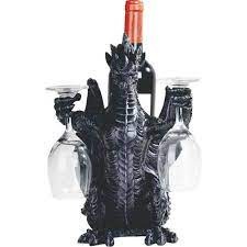 Dragon Wine Bottle and Glass Holder 65042