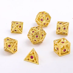 MINI DRAGON'S EYE HOLLOW METAL DICE SET - RUBY RED GEMS