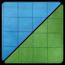 Battlemap Chessex (23x26in) Reversible 1 inch Squ Blue / Green