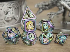 Hollow Rainbow Metal Dragon Dice Set - Hymgho Dice