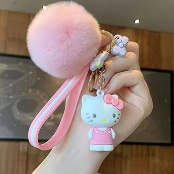 Hello Kitty Puff Rubber Keychain