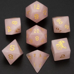 Rose Quartz 7 Piece Polyhedral Dice Set (Hymgho)