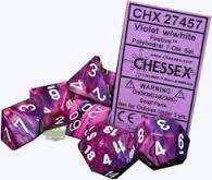 7 Die Set Violet w/white Festive Polyhedral chx27457