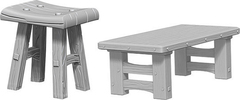 WizKids Deep Cuts Unpainted Miniatures: Wooden Table & Stools