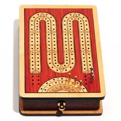 Cribbage Set: Wood Inlaid Cribbage Set