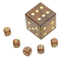 Wood Dice Box with 5 Dice