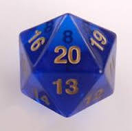 55MM Jumbo D20 Dice (Translucent Blue)