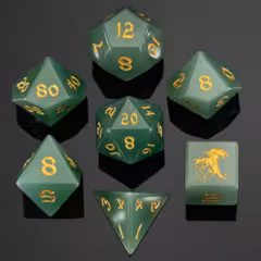 Dragon's Hoard Gem Stone Polyhedral Dice Set - Green Aventurine